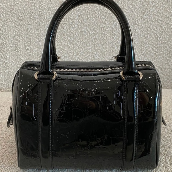 Authentic Pre-owned Dior Black Monogram Patent Leather Boston Bag - Picture 3 of 16
